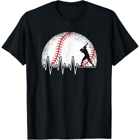 Funny Baseball Heartbeat Baseball Player T-Shirt men and women can wear, black, white, gifts