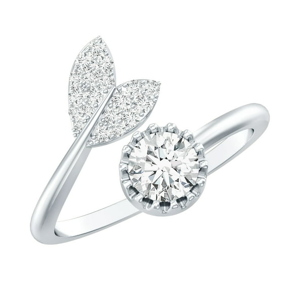 Rosec Jewels Lab Created Diamond Ring - Animal Inspired Fish Tail Wrap Ring - Ready to Gift, 925 Sterling Silver, US 4.00