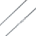 thumbnail image 2 of 925 Sterling Silver, Solid Rope Diamond Cut Rhodium Chain 3mm Necklace - Hypoallergenic and Tarnish Resistant - By Oliver & Navy, 2 of 5