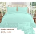 thumbnail image 2 of D.N.G. BEDDINGS 3 Piece Luxury 5 Inch Two Layer Ruffle Comforter Set Premium Super Soft, 800 TC, 100% Egyptian Cotton, Super Soft, King/California King Size Aqua Blue Color, 2 of 7