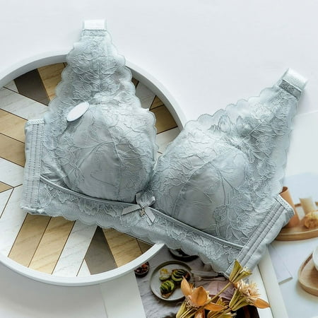 TOWED22 Bras Women s Lace Bra Plus Size Unlined Plunge Bralette Underwire Grey