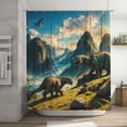 thumbnail image 5 of Fuzoiu Valley River Dinosaur Print Waterproof Shower Curtain 72x72in with Heavy Duty Metal Grommets,Machine Washable Spring Modern Shower Curtains, 5 of 5