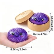 Cute Glittery Dumpling Desktop Decor, Sparkling Miniature Office Desk Ornament, Kawaii Purple Figurine for Shelf & Workspace, Trendy Aesthetic Room Accent, 1 Pack