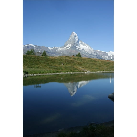 24"x36" Gallery Poster, Matterhorn in Lake Lie switzerland
