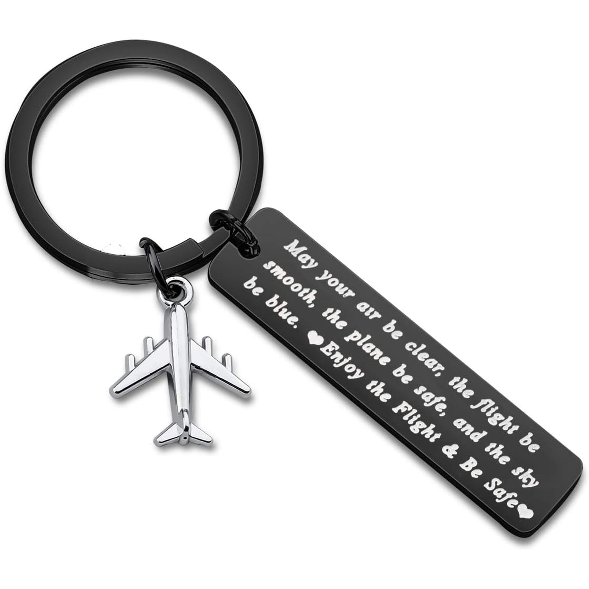 Pilot Gift Flight Attendant Gift Fly Safe Keychain Traveling Gifts May Your Air Be Clear Airplane Jewelry