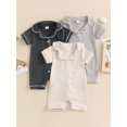 thumbnail image 7 of FEORJGP Infant Baby Boys One-piece Jumpsuit 0 3M 6M 9M 12M 18M Newborn Loungewear Short Sleeve Romper Turn-down Collar Button-down Bodysuit Kids Toddler Solid Comfy Summer Clothes for Casual Daily, 7 of 7