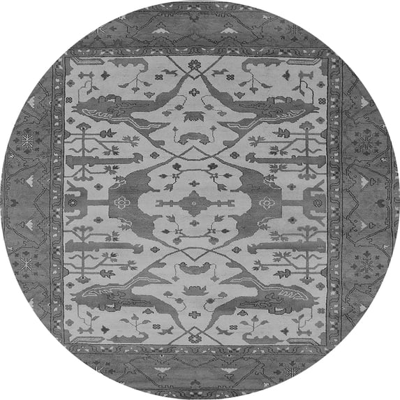 Ahgly Company Indoor Round Oriental Gray Industrial Area Rugs, 7' Round