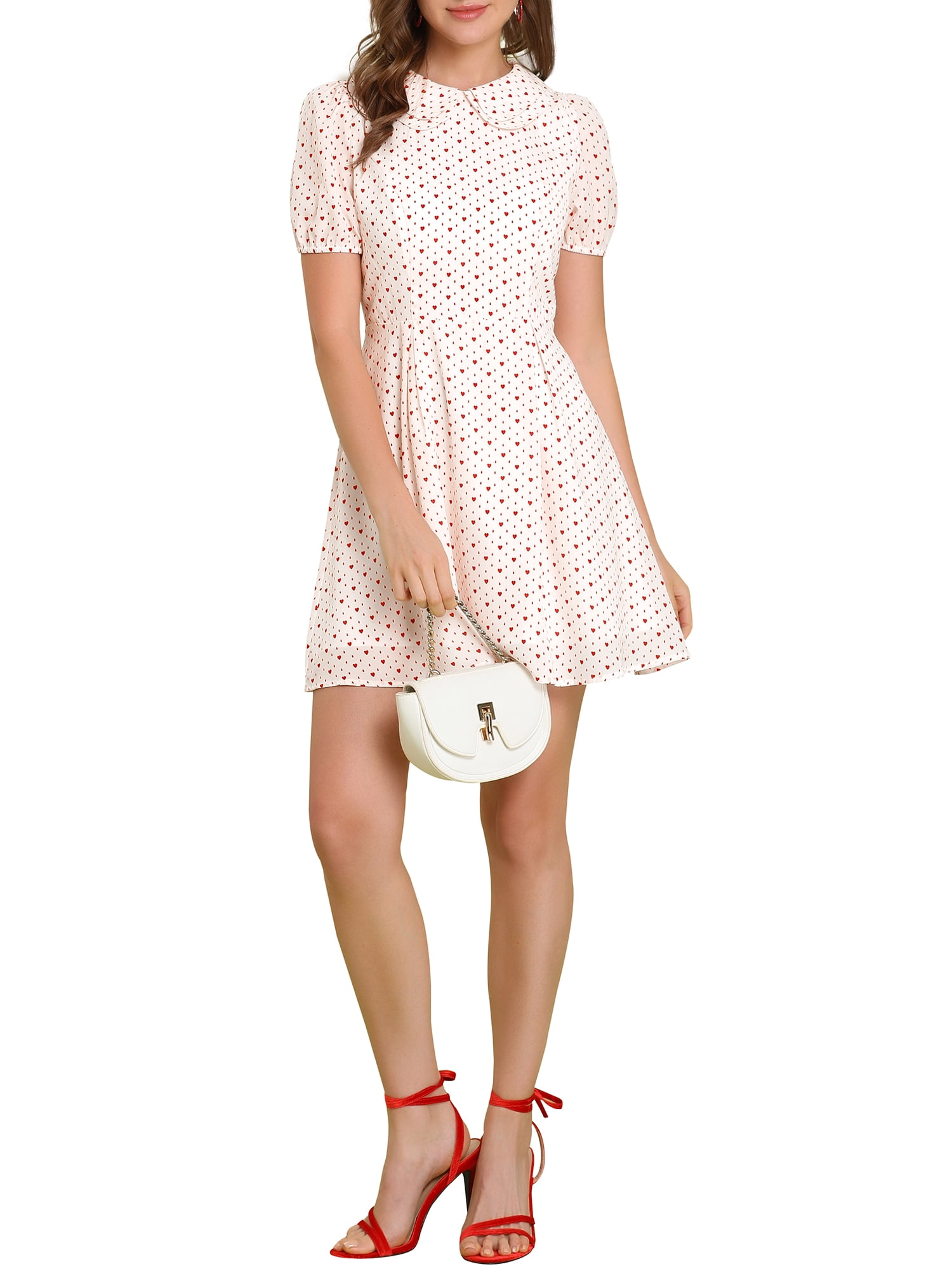 Heart print puff sleeve dress 2025