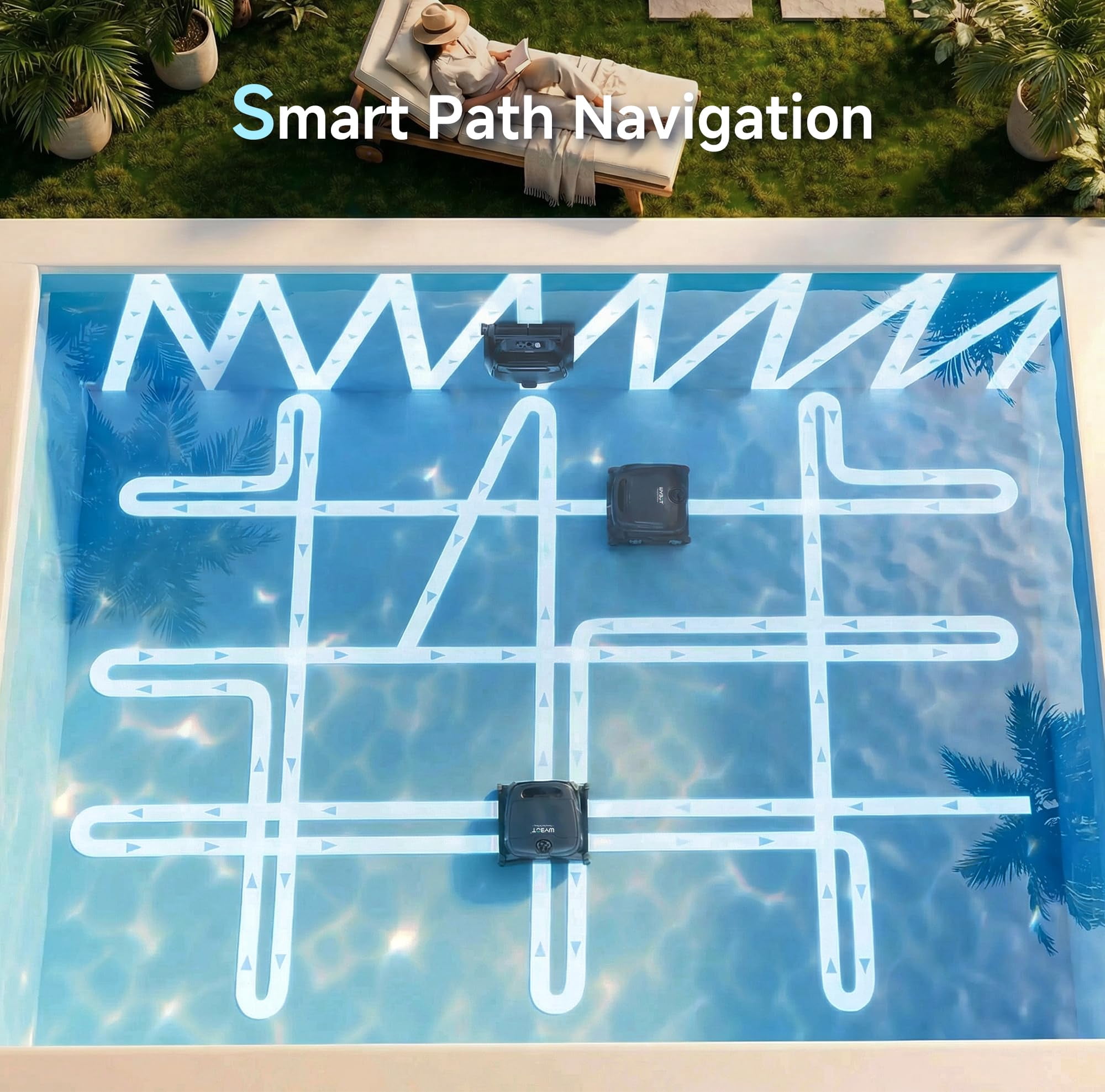 WYBOT B1 Robotic Pool Cleaner, Floor and Wall Cleaning, 120min Runtime Cordless Pool Robot for Inground & Above Ground Pools, Smart Navigation, Self-Parking, Dual Side Brushes, Black Green