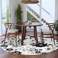thumbnail image 5 of Vintage Flowers Round Rug 5ft Washable Circle Kitchen Rugs Non Slip Black White Farmhouse Floral Plants Large Area Rug Indoor Floor Carpet for Bedroom Living Room Home Office Dining Room Nursery, 5 of 8