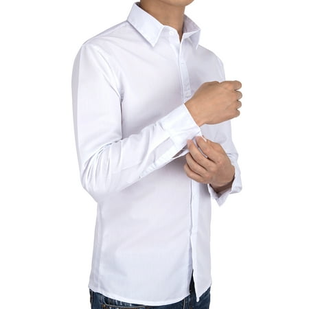LELINTA Men's Solid White Dress Shirt and Mens Dress Shirts Long Sleeve Wrinkle Free , Black/ Blue Color, Up to Size (Best No Wrinkle Dress Shirts)