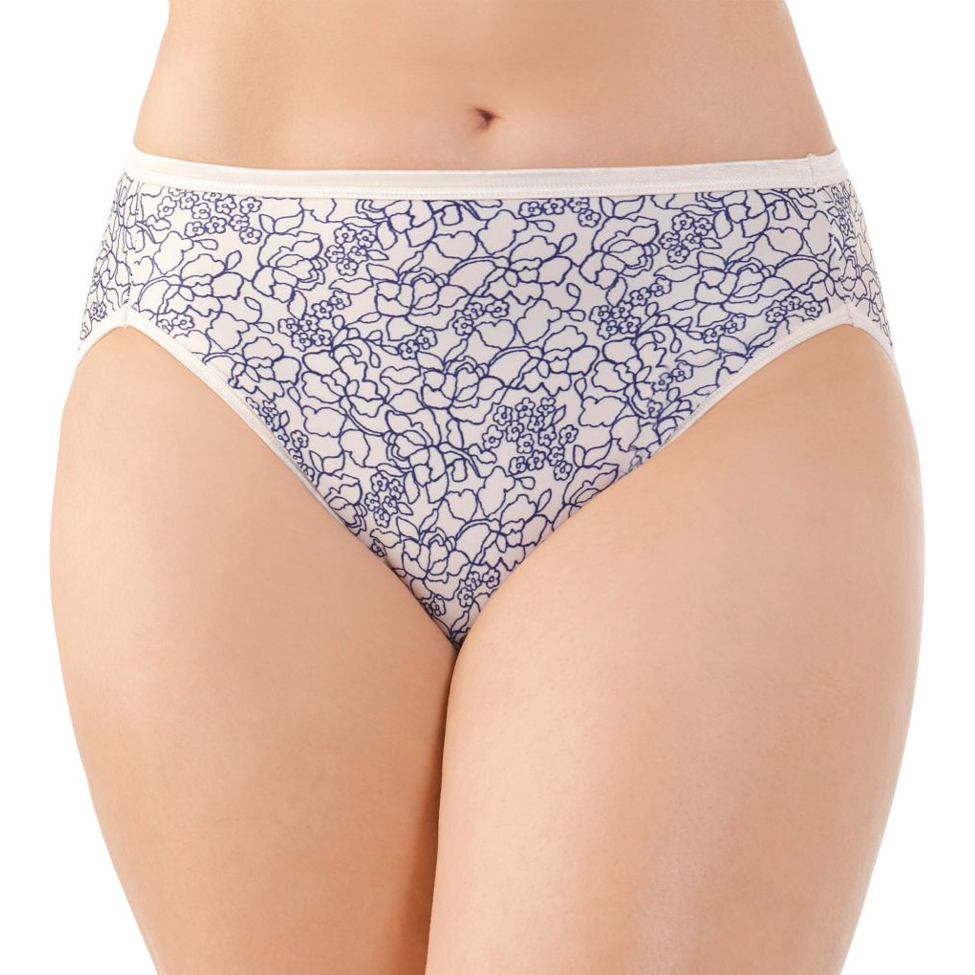 Women S Vanity Fair 13108 Illumination Hi Cut Brief Panty Tranquil Lace Print 6 Walmart Canada