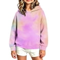 thumbnail image 5 of Girls Pullover Hoodies Girls Tie-Dye Hoodie Pullover No-Drawstring Long Sleeve Relaxed Fit Casual Sweatshirt with Kangaroo Pocket for Fall Winter School Daily Wear (Ages 3-14 Years, 5 of 6