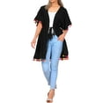 thumbnail image 4 of HAPPY BAY Women's Summer Beach Front Open Slouchy Kimono Beachwear Duster Cardigans 2X-3X Charcoal_AB811, 4 of 5