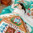 thumbnail image 4 of Castle Fairy Teens Candy Cane 7pcs Bedding Comforter Set,Gingerbread Man House Queen Bedding Sets Super Cozy,Happy New Year Queen Sheet Sets,Lightweight Room Decor, 4 of 8