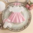 thumbnail image 2 of JUMEYU Baby Girl Romper Dress Summer Baby Girl Clothes Newborn Romper Dress Infant Sleeveless Summer Outfits with Headband 0 3 6 9 12 18 24 Months (Pink,3-6 Months), 2 of 6
