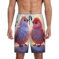 thumbnail image 1 of Balery Heart Sky Bird Couple Pantalones cortos de pijama de punto de algodón para hombre con cinturilla y bolsillos-X-Large, 1 of 6