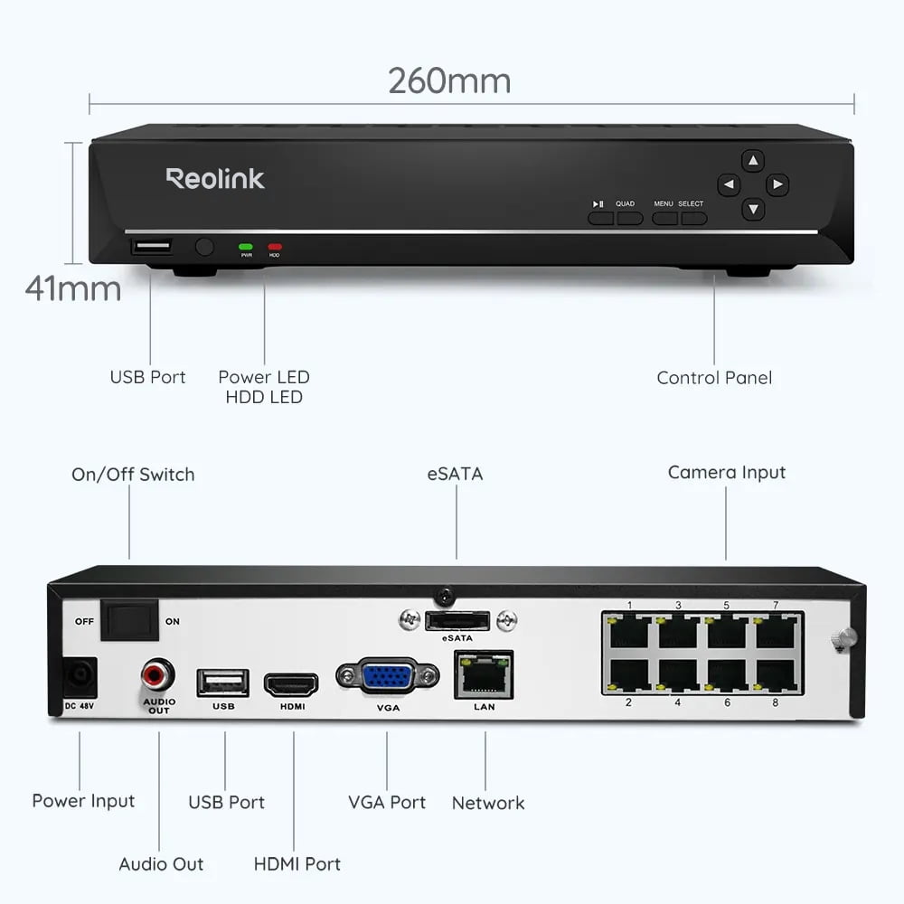 Reolink 4K 8CH Video Surveillance Home Security PoE NVR with 2TB