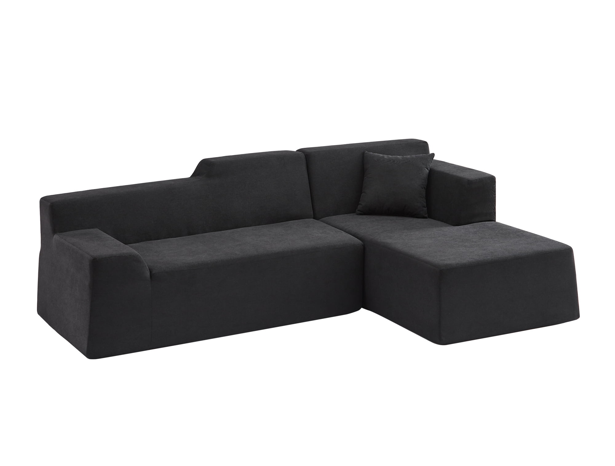 Aukfa 97" Cloud Sectional Sofa Trapezoid Boneless Couch Modular Sofa Bed for Living Room, Right Chaise, Black