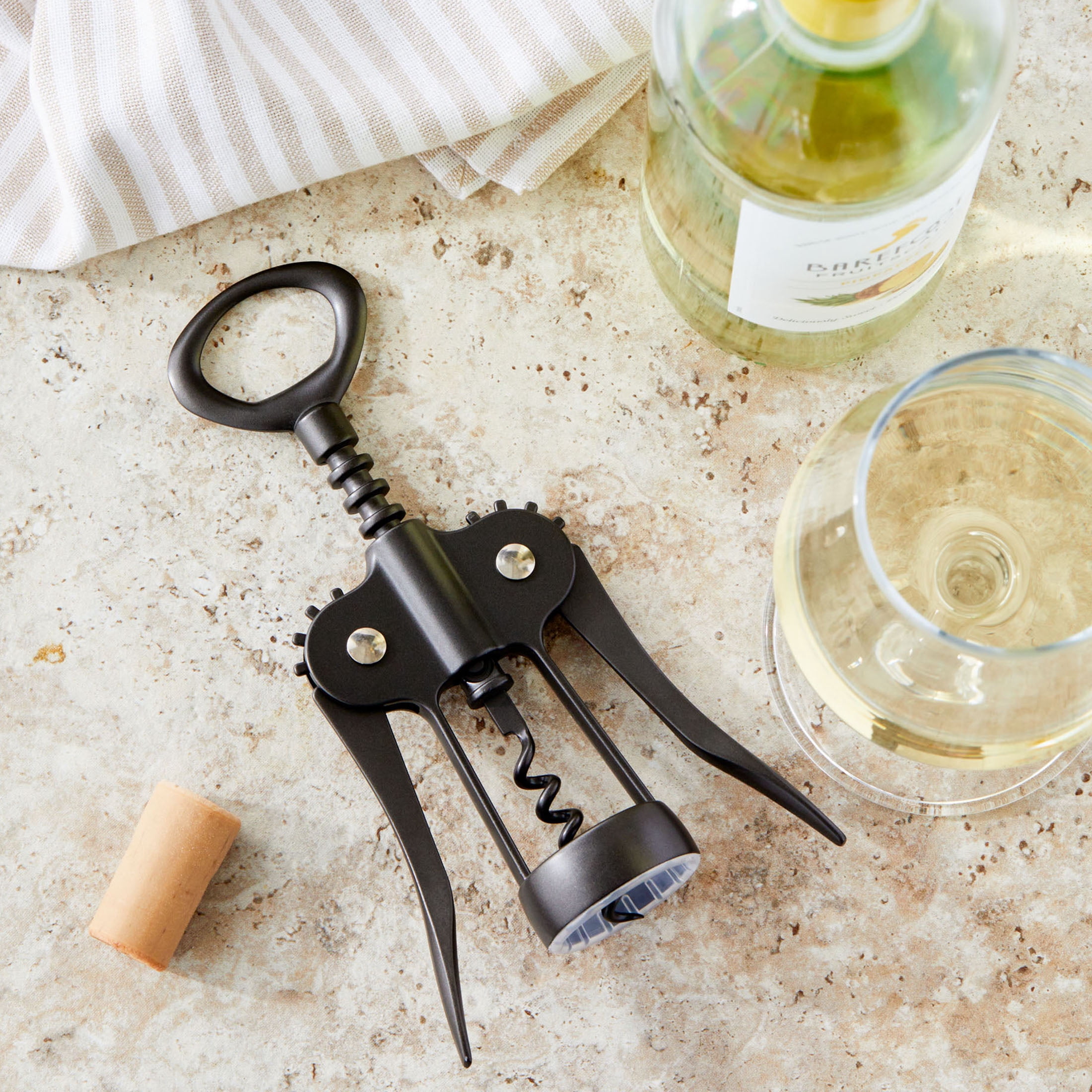 Better Homes and Gardens Winged Black Zinc Alloy Corkscrew with Bottle Opener