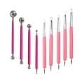 thumbnail image 1 of Stylus Tools 5pcs Herramienta de indentación de arcilla de cerámica de silicona DIY de 2 vías y 4pcs Herramientas de bola de metal de doble punta - Rojo 9 Piezas kenally HA2928-02B, 1 of 6