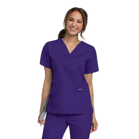 Landau Essentials Relaxed Fit 4-Pocket V-Neck Scrub Top for Women 8219