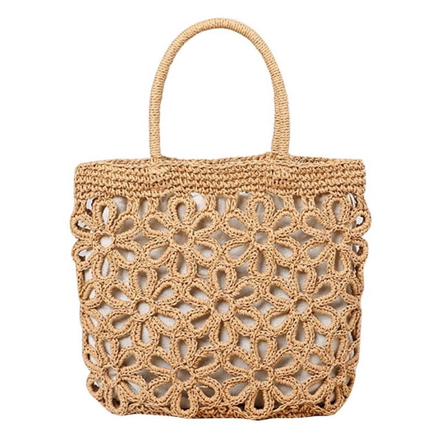 Bolso de Mano de Paja Informal para Mujer, Bolso de Hombro Tejido de Mimbre, Bolso de RatáN de Playa de Verano, Bolso de Gran Capacidad, Bolso de