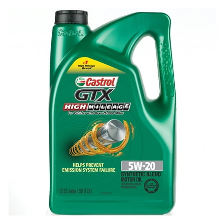 (3 Pack) Castrol GTX High Mileage 5W-20 Synthetic Blend Motor Oil, 5 (Best Oil For High Mileage Engines)