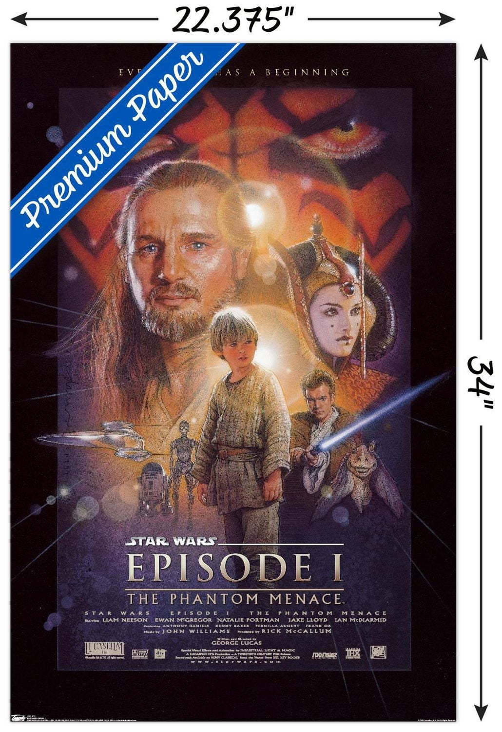 Star Wars: The Phantom Menace - One Sheet Wall Poster, 14.725" x 22.375"