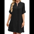 thumbnail image 2 of Vestido Camisero de Verano para Mujer, Informal, de Corta, con Botones y Cuello en V, Talla Grande Negro XXL, 2 of 6