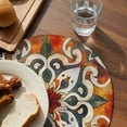 thumbnail image 3 of Burnt Orange Green Round 13 Inch Placemats Set of 6, Vintage Abstract Flowers HeatResistant Non Slip Place Mats for Dining Table, Wipeable Braided Kitchen Table Mats for Housewarming, 3 of 9