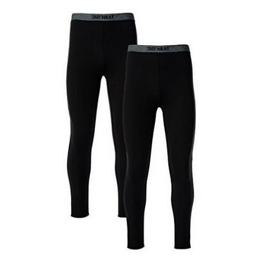 32 Degrees Men’s Thermal Baselayer Pants, Long Underwear Black 2-Pack