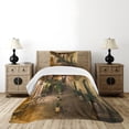 thumbnail image 4 of Ambesonne Italian Quilted Bedspread Set 2 Pcs, Old Cafe in Rome City, Twin Size, Pale Yellow Green Orange, 4 of 5