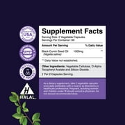 Natures Craft Cold Pressed Black Seed Oil Supplement Capsules with Omega 3 6 9 for Hair, Skin & Nails, Halal, 120 Count