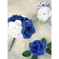 thumbnail image 5 of 108pcs Roses Head Flowers with Stem - Blue & White Artificial Flowers Rose Bulk - Silk Royal Blue Rose Fake Flower for Wedding Bouquet Party Home Decor DIY Baby Shower Centerpieces Tables Decoration, 5 of 14