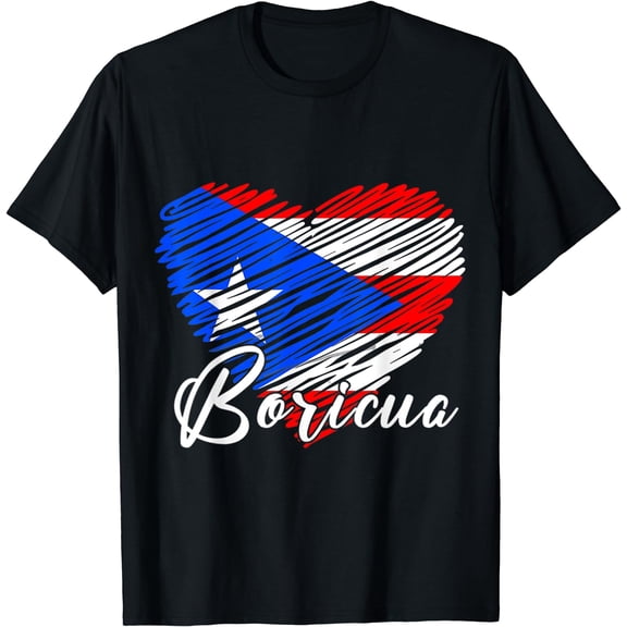 Puerto Rican Hispanic Heritage Boricua Puerto Rico Heart T-Shirt Black Small