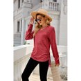 thumbnail image 3 of Mujer Manga Larga Cordón Lateral Tops Otoño Invierno Casual Moda Color Puro Cuello En V Camisa Para El Trabajo Rojo L, 3 of 6