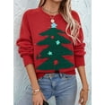 thumbnail image 4 of Christmas Sweaters for Women CrewNeck Sweater Pullovers Long Sleeve Xmas Holiday Clothes Red S, 4 of 8