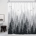 thumbnail image 3 of Black and White Misty Forest Shower Curtain, Pine Tree Foggy Forest Mountain Woodland Nature Bathroom Curtain Home Decor Waterproof Fabric Machine Washable with 12 PCS Hooks,72" Wx84 L, 3 of 6