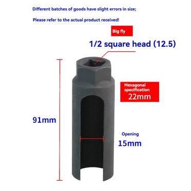 TOP! Universal Black O2 Oxygen Sensor Socket Tool 1/2 Inch Square Drive Removal Cxygen Sensing Wrench Car Tools 15mm