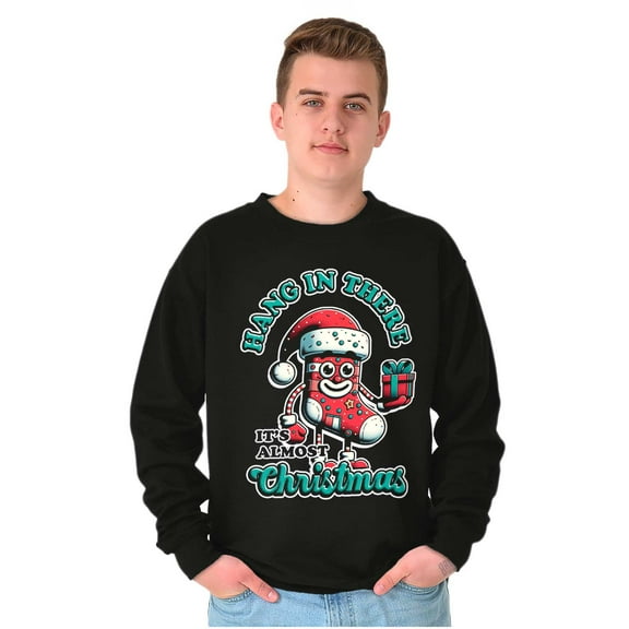 Hang In There Its Almost Christmas Sweatshirt for Men or Women Brisco Brands S