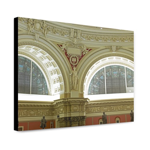 Canvas Print: Main Reading Room. View Of Statue Representing Poetry,, By John