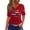 Red, variant on America 250th Anniversary Patriotic Tops Women Short Sleeve Button Henley Shirts 4th of July Tee