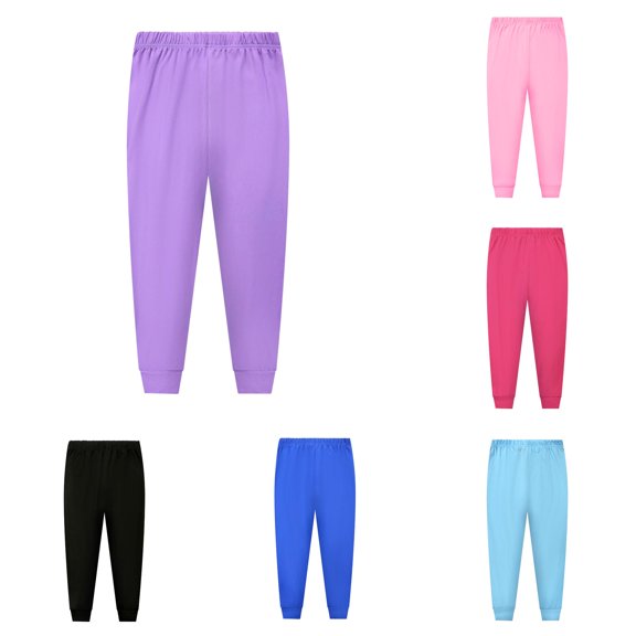 ZXLBBD Girls Elastic High Waisted Pajama Pants Toddler Kids Solid Color Nightwear Long Joggers Lounge Pants Fashion Casual Outdoor,Purple,Size 7 Y-8 Y