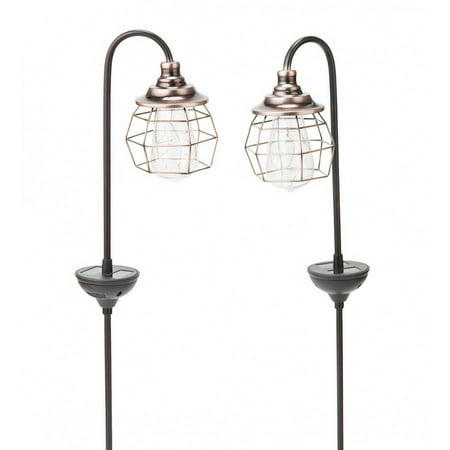 Plow & Hearth Solar Firefly Garden Pathway Lights  Set of 2 - Copper