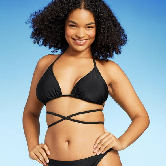 Women's Triangle Wrap Bikini Top - Wild Fable‚Ñ¢ Black XS