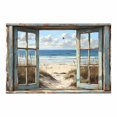 thumbnail image 5 of Vintage Blue Window Seaside Butterfly Beach Framed Canvas Wall Art Prints for Living Room Bedroom Bathroom Home Decor, Ready to Hang12"L x 8"W, 5 of 10