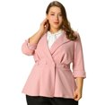 thumbnail image 1 of GRACE & GRANDEUR Women's Plus Size Solid V-Neck Ruffle Ruched Peplum Blazer, 1 of 6