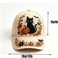 thumbnail image 3 of Fall Embroidered Baseball Cap,Vintage Black Cat Pumpkin Floral Adjustable Trucker Hat,Casual Holiday Accessory for Women Men, 3 of 7