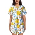 thumbnail image 1 of Fotbe Ducks and Anchors Conjunto de Pijama Estampado para Mujer, 2 Piezas, Ropa de Dormir con Camiseta de Manga Corta y Shorts Suaves-3X-Large, 1 of 6